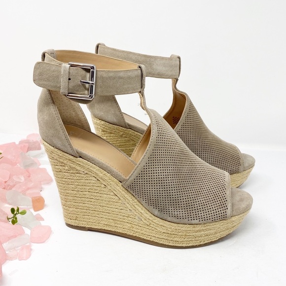 Marc Fisher Alison Leather Espadrille Wedges Sz 10 - Picture 3 of 7
